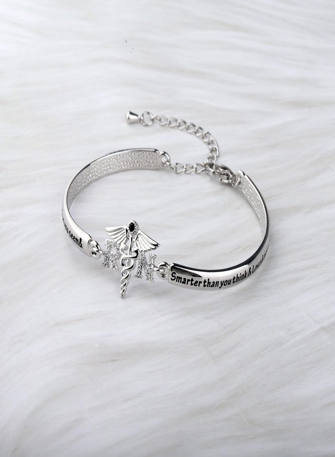 BNQL Registered Nurse Bracelets RN Graduation Gifts Nursing School Gifts RN Bangle Bracelet Inspirational Gift for Nurse Jewelry You are Braver Than You Believe (SILVER) - Image 5
