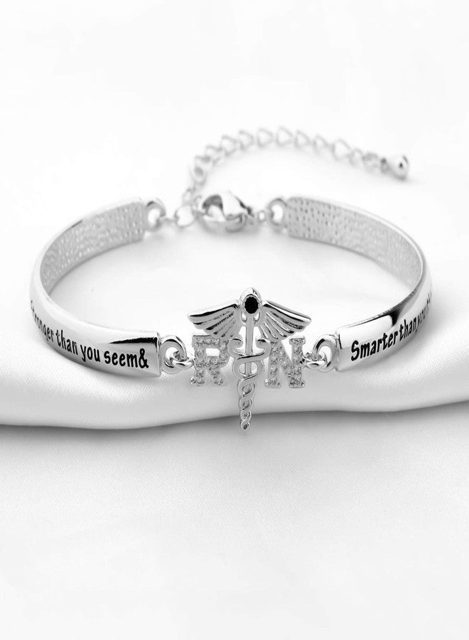 BNQL Registered Nurse Bracelets RN Graduation Gifts Nursing School Gifts RN Bangle Bracelet Inspirational Gift for Nurse Jewelry You are Braver Than You Believe (SILVER) - Image 3