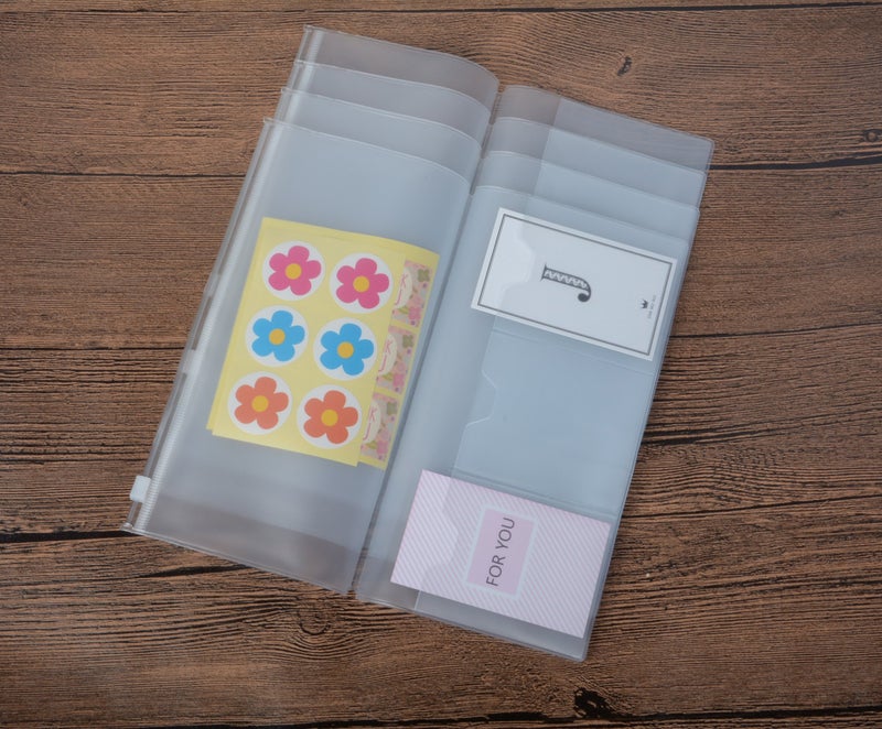 Funcoo Set of 4 Zipper Pocket Refill Pack Plastic Clear Inserts Pouch for Standard Size Travelers Notebook (Standard Size)