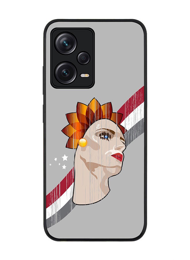 Rugged Black edge case for Redmi Note 12 Pro 5G Slim fit Soft Case Flexible Rubber Edges Anti Drop TPU Gel Thin Cover - Lady Liberty (Grey)