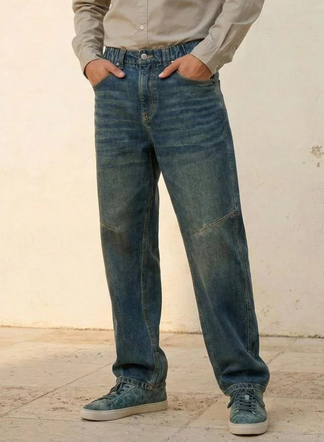 لي كوبر بنطلون جينز بقصة واسعة وخصر متوسط من لي كوبر