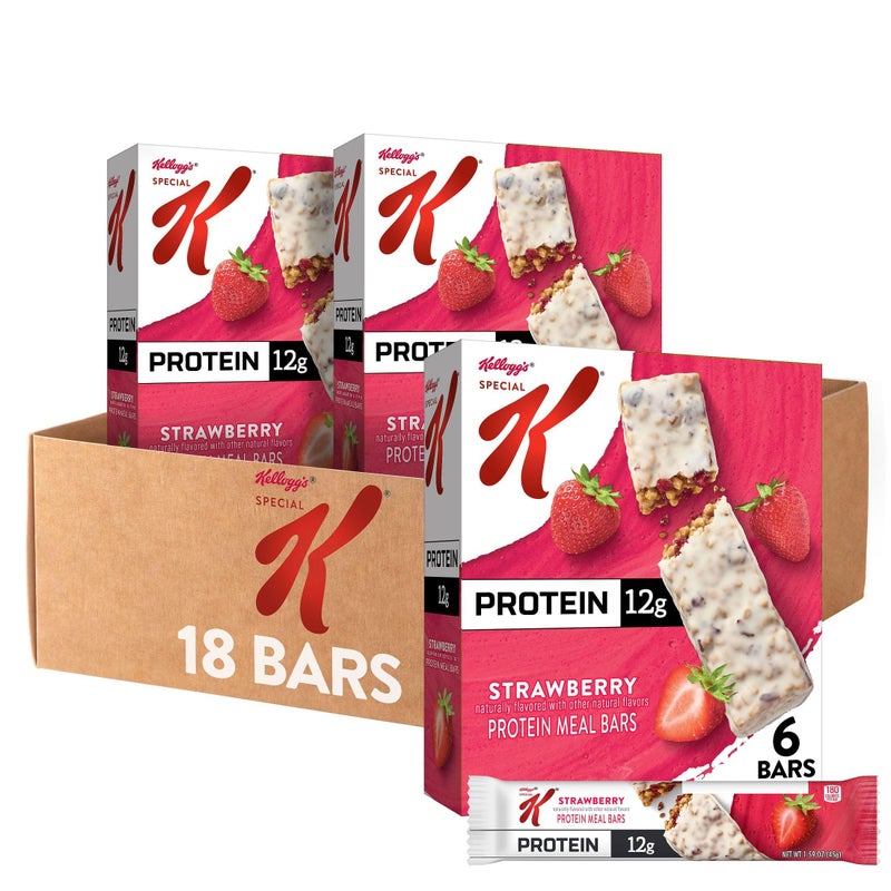 SPECIAL K Kellogg's Special K Protein Meal Bars, 12g Protein, Meal Replacement, Strawberry (3 Boxes) - Image 1