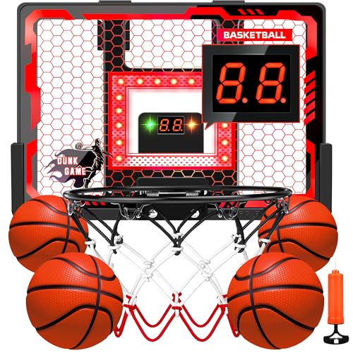 BADGOAL Indoor Basketball Hoop Toy for Kids Pro Basketball Hoop Over The Door Sports Gifts for Boys 612 Year Old Basketball Boys Toys Ages 6 7 8 9 10 11 12 - Image 1