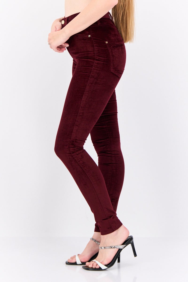 GUESS Women Skinny Fit Non Stretchable Solid Jeans, Burgundy - Image 3