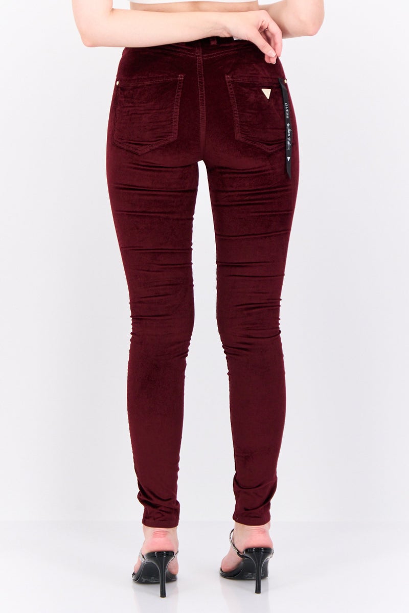 GUESS Women Skinny Fit Non Stretchable Solid Jeans, Burgundy - Image 4