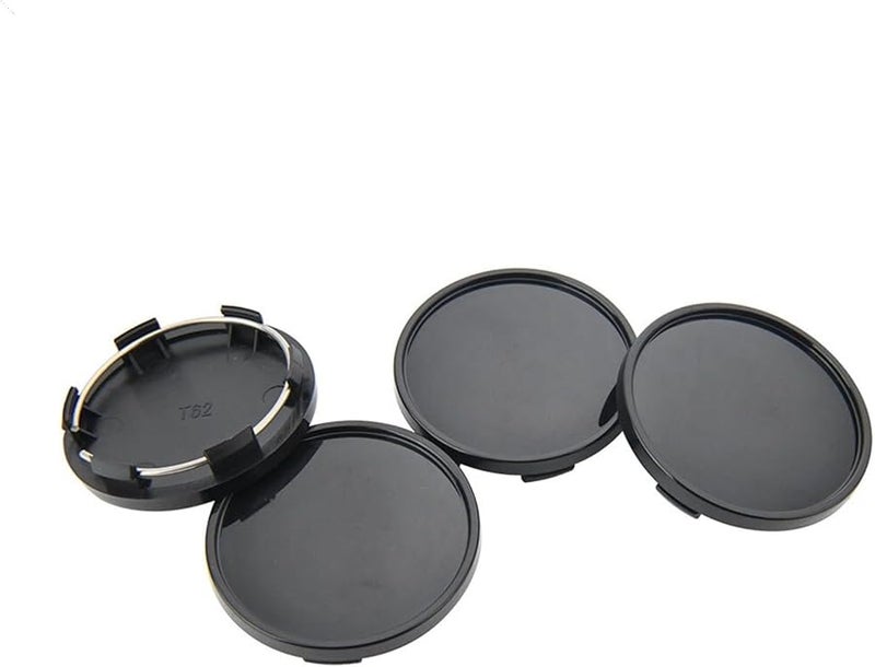 Black Blank Wheel Center Cap 60mm Clip 55mm Set of 4 for Sport Rim Car Tire - Image 1