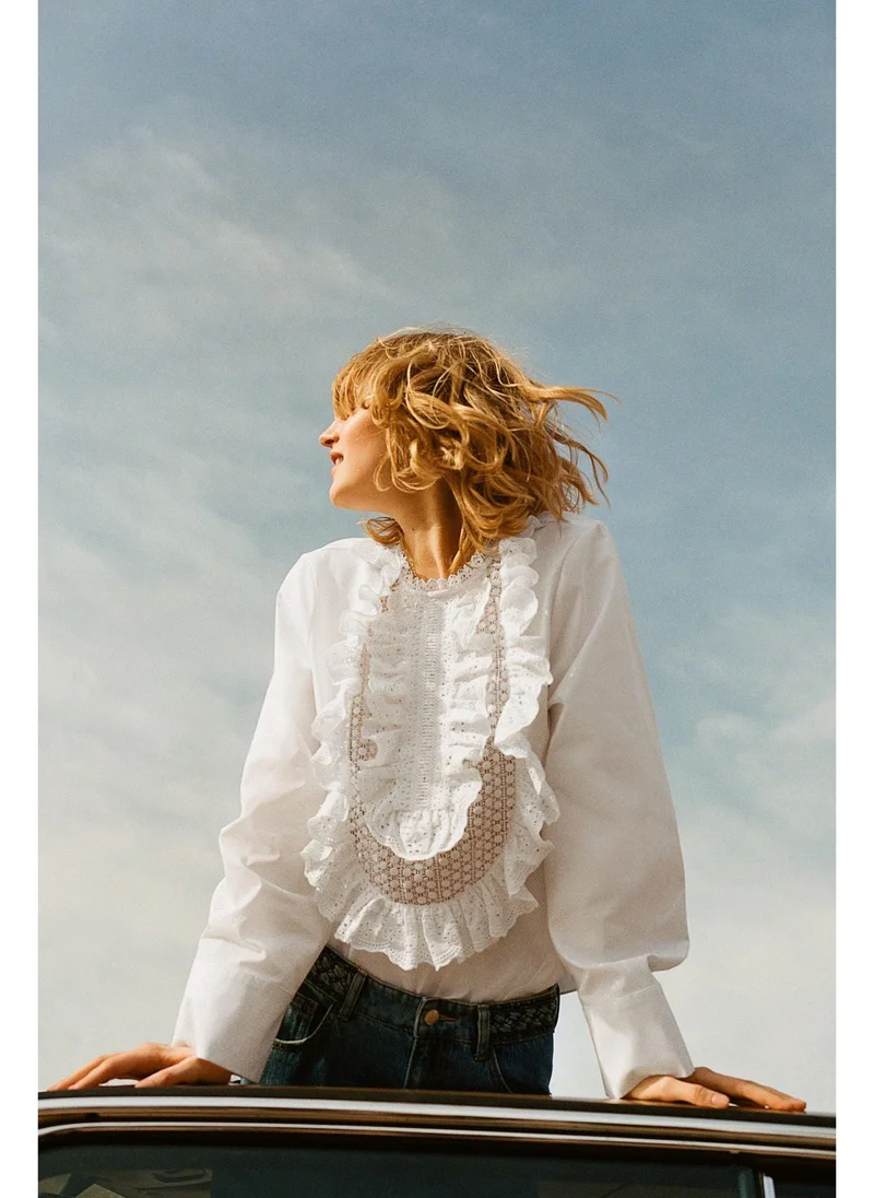 H&M Ruffled cotton blouse