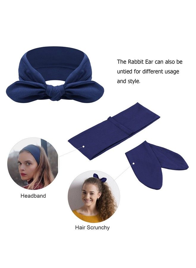 DRESHOW 4 Pack Headbands For Women Bow Knotted Hair Band Facial Cloth Rabbit Ears Running Sport Elastic Hair Wrap - Image 4