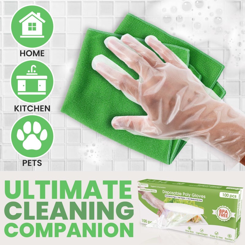 Keppi 100pcs Plastic Gloves - BPA & Latex Free - Perfect Food Handling Gloves - Food Safe Disposable Gloves for Cooking - Bulk Food Safe Gloves - One Size Great Fit - Image 3