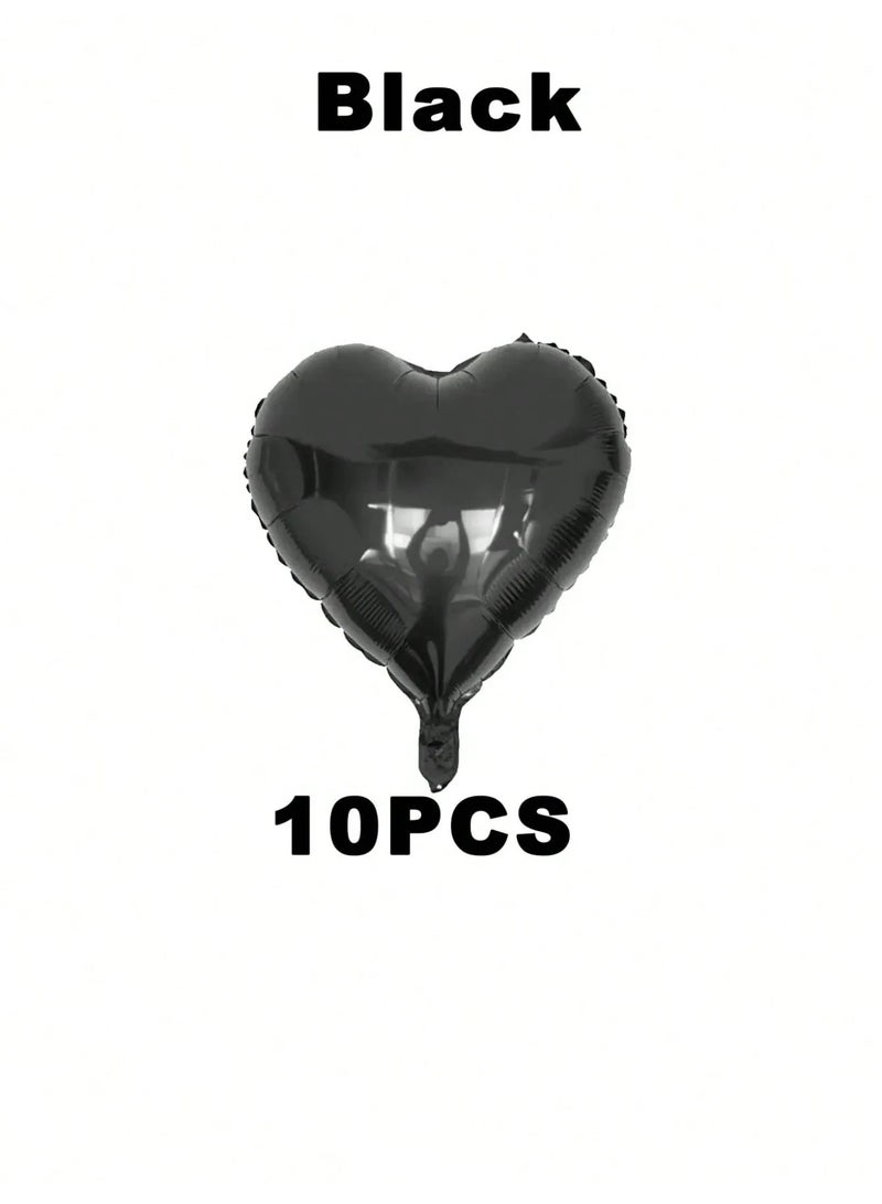 Birthday Decoration Set of 10 Black Heart-Shaped Aluminum Balloons – Perfect for Birthday Parties, Graduations, and All Special Occasions - Image 4