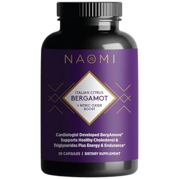 NAOMI Italian Citrus Bergamot 500mg + Nitric Oxide Support - Supports Healthy Cholesterol, Blood Flow & Circulation Already in Normal Range - Patented BergAmore® & S7® Blend, 30-Day Supply - Image 1