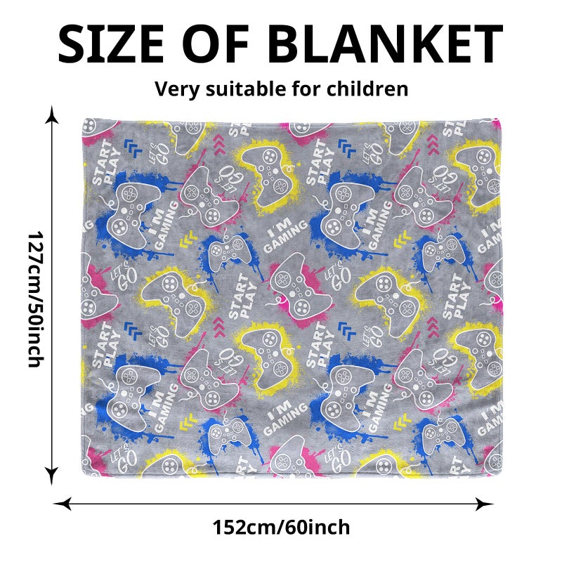 Wesan Gaming Gamer Glow in The Dark Blanket Boys Kids Teens Gifts for Birthday Christmas Valentine's Easter Age 1 2 3 4 5 6 7 8 9 10 11 12 13 Toddlers Video Game Gift Toys Fun Fluffy Plush Throw 50""x60""  - Image 5