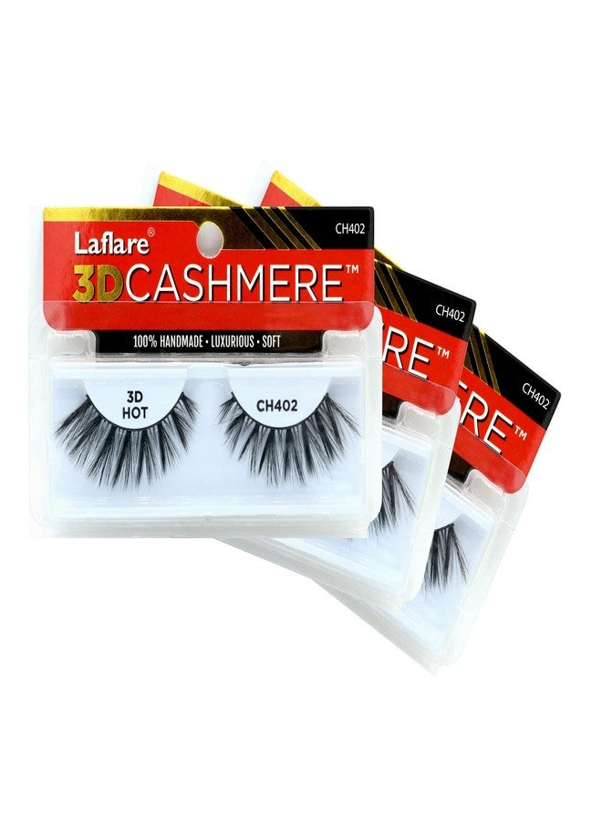 LAFLARE 3D CASHMERE Eyelashes, Natural Look, Wispy, Glam, Fresh, Fluffy, Soft, Reusable, Luxurious Handmade Strips False Lashes - 3 PACKS BUNDLE SPECIAL CH (CH402, 3) - Image 1