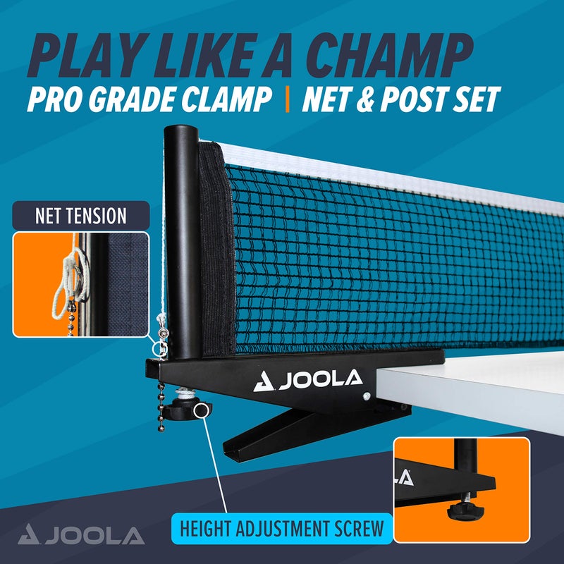JOOLA Joola Premium Inside Table Tennis Net and Post Set - Portable and Easy Setup 72" Regulation Size Ping Pong Spring Clamp Net, Black - Image 2