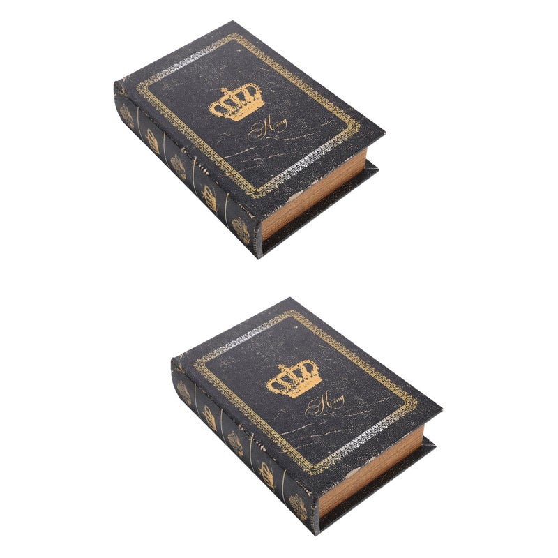 2pcs European style Book Box Vintage Storage Book Book Box Antique Book Shaped Container - Image 1