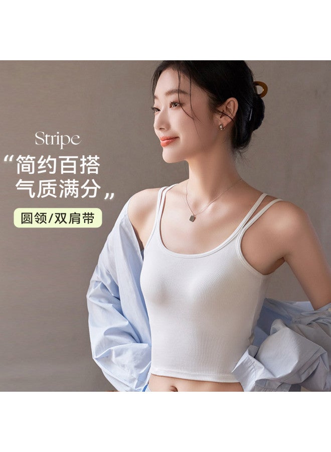 MIIOW Fashionable Sleeveless Top With Double Straps Back Design, Short And Slim Fit For Casual Outerwear - Image 2