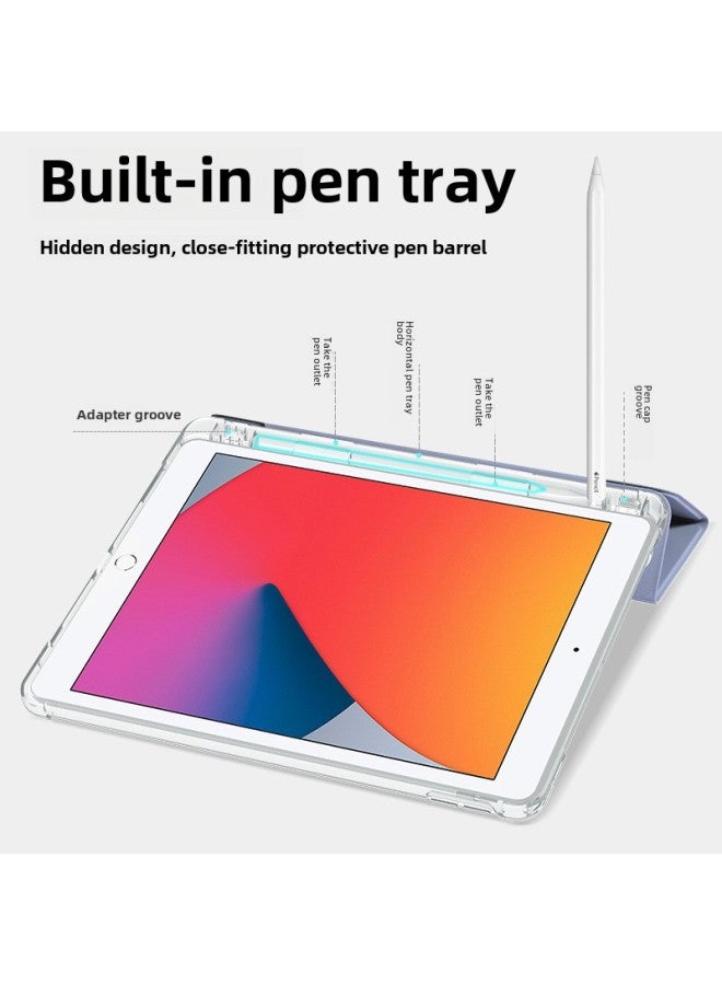 Ipad2020 Version Protective Cover 10.2 Inch 2019 Computer Pen Slot 11 Tri-fold Transparent Case Mini5 Full Package 6-Color:Three Fold Transparent-distinguished Black-Applicable Model:iPad Pro(10.5 Inches)  - Image 4