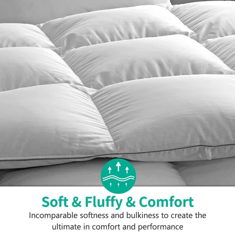 APSMILE Lightweight King Size Down Feather Fibers Comforter, Fluffy Duvet Insert for Warm/Hot Sleepers - Ultra-Soft High Fill-Power Hotel Collection Comforter, 39 Oz Duvet Blanket(White, 106"x90") - Image 5