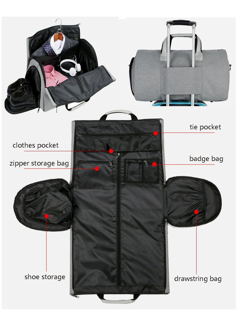 Garment Duffle Bag, Carry On Suit Bag with Shoulder Strap for Travel, Foldable Convertible 2 in 1 Hanging Suitcase for Business and Office  - Image 4