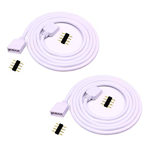 LitaElek 2pcs 1m RGB LED Extension Cable 4 Pin LED Strip Connector LED Tape Extension Cord LED Ribbon Wire for SMD 5050 3528 2835 RGB LED Strip Light w/ 4pcs Male to Male 4Pin Plugs (1m/3.3ft) - Image 1