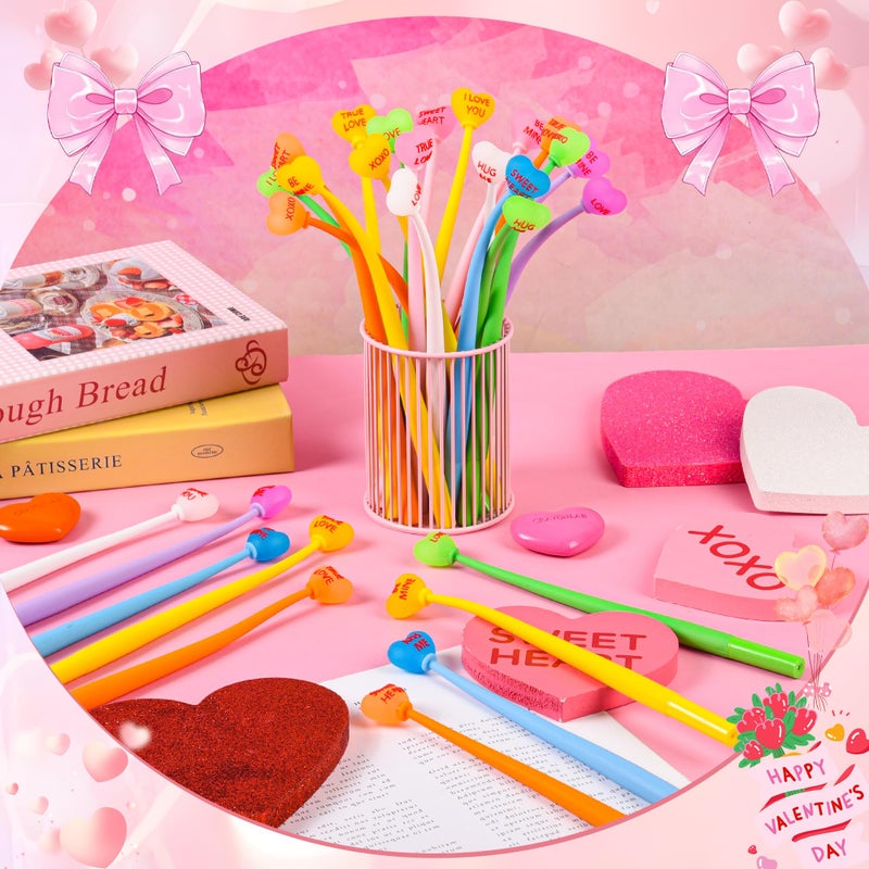 LiYiQ 50 PCS Valentine's Day Conversation Stress Relief Bobblehead Pens Fun Cute Pen Fidget Pens Kawaii Be Mine Kiss Me Love Conversation Pen for Classroom Prizes Office Supplies - Image 5