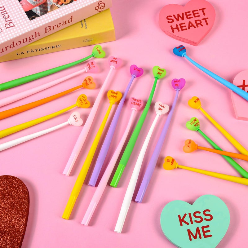 LiYiQ 50 PCS Valentine's Day Conversation Stress Relief Bobblehead Pens Fun Cute Pen Fidget Pens Kawaii Be Mine Kiss Me Love Conversation Pen for Classroom Prizes Office Supplies - Image 4