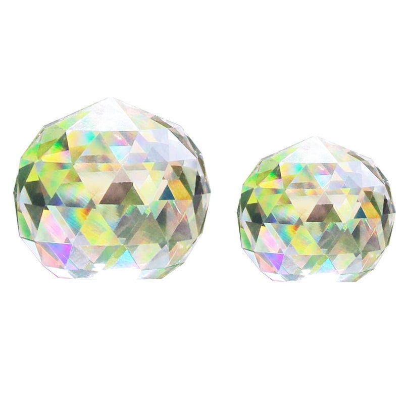 2 Pack Clear Crystal Ball Prism Window Rainbow Maker Window Prisms Suncatcher for Feng Shui 80mm60mm