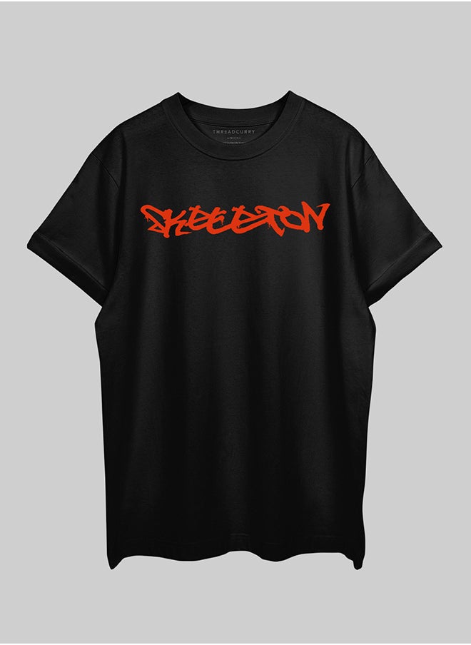 THREADCURRY THREADCURRY Scary Skull Oversized Drop Shoulder Cotton Loose Printed T-Shirt for Men  - Image 2