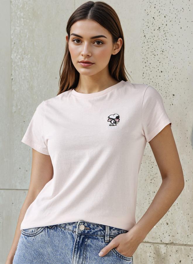 اس بي كاركترز تيشيرت بقصة عادية مع تطريز سنوبي قطن - Image 1