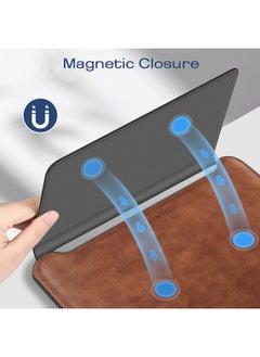 Fintie Fintie Sleeve Case for MacBook Air 13.6 A3113 A2681/MacBook Pro 14 A3401 A3185 A3112 A2992 A2918 A2779 A2442/MacBook Pro 13/MacBook Air 13.3 - PU Leather Slim Bag Cover with Stand Feature, Brown  - Image 3
