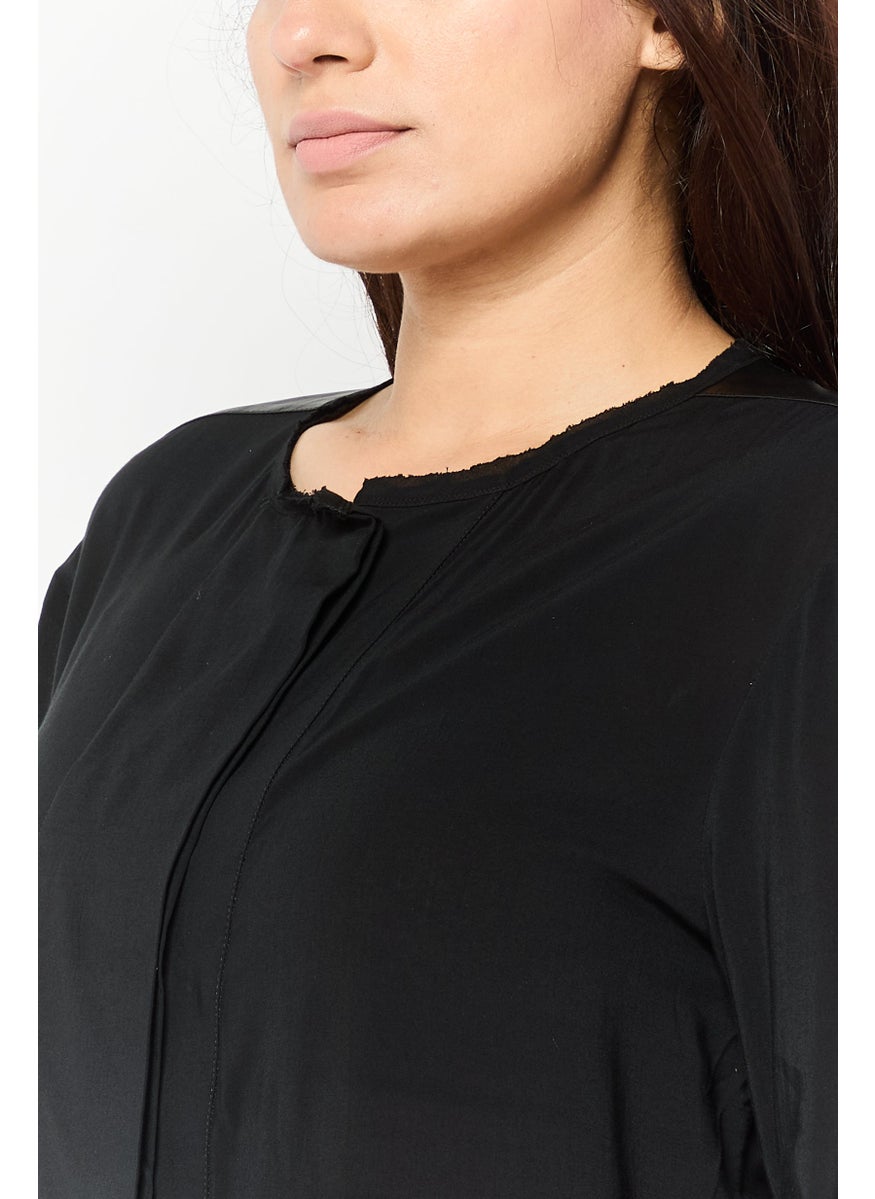 Harmont & Blaine - Women Round Neck Plain Shirt, Black - Image 1
