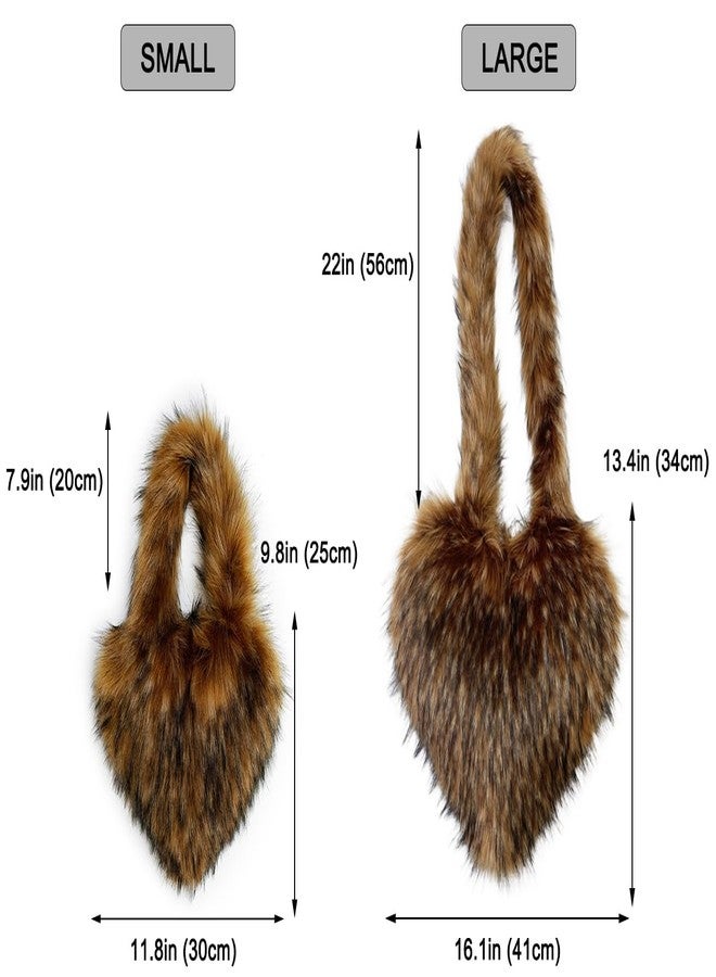 Rejolly Heart Shaped Furry Purse for Women Soft Crossbody Bag Large Fluffy Faux Fur Trendy Y2K Shoulder Bags for Girls Brown - Image 2