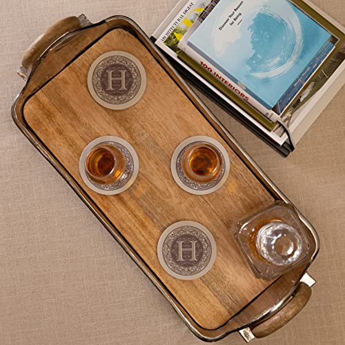 Thirstystone Monogram Letter “H” 4 Pack Sandstone Coasters Manufactured in The USA Decorative Absorbent Easily Wipes Clean - Image 2