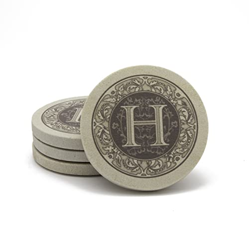 Thirstystone Monogram Letter “H” 4 Pack Sandstone Coasters Manufactured in The USA Decorative Absorbent Easily Wipes Clean - Image 4