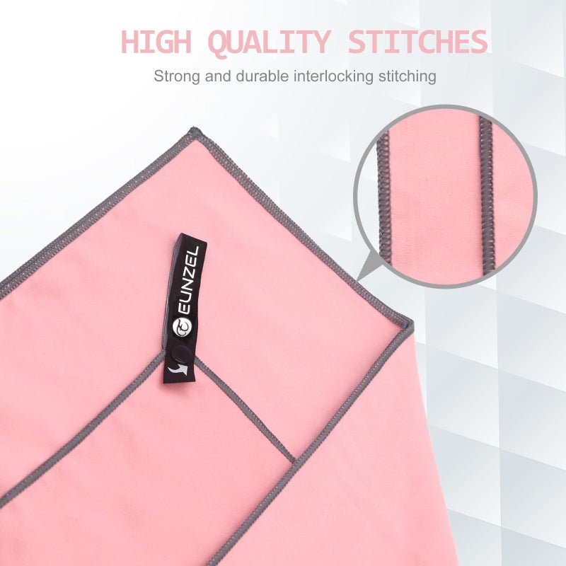 Eunzel Quick Dry Camping Towel, Microfiber Travel Towel 3 Size at 1 Pack,Fast Drying Towel Set for Camping, Beach, Gym, Sports, Yoga & Swimming Pool, Pink - Image 3