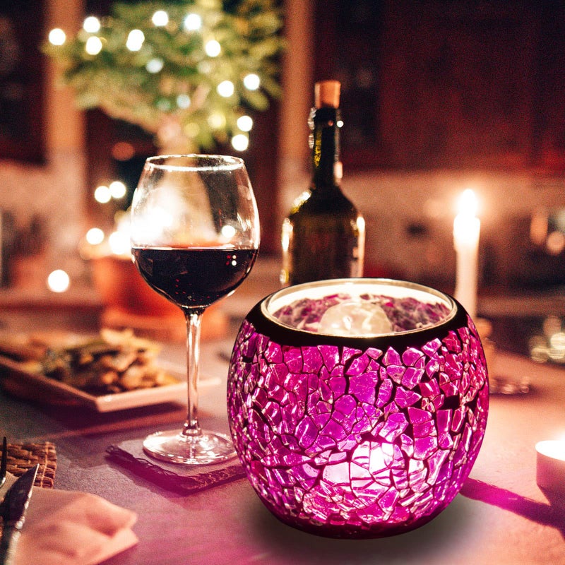 Rancco Glass Votive Candle Holder For Tealight  Romantic Mosaic Cracked Candle Holder  Candle Lamp Aromatherapy Candlescape Bowl For Valentine'S Thanksgiving  Christmas Table Centerpiece  Party Decor - Image 2