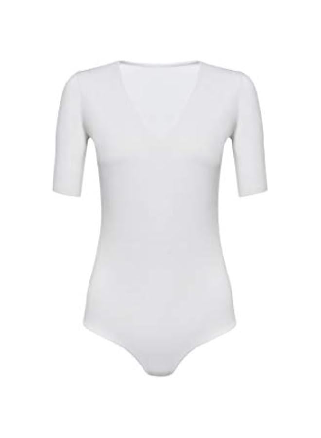 Women's Lightweight Jersey Deep V-Neck Bodysuit with Short Sleeves and Snap Fastener for Vermont - Image 4