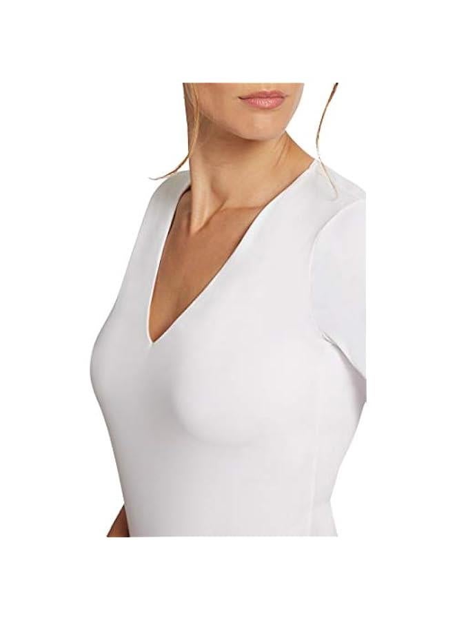 Women's Lightweight Jersey Deep V-Neck Bodysuit with Short Sleeves and Snap Fastener for Vermont - Image 3