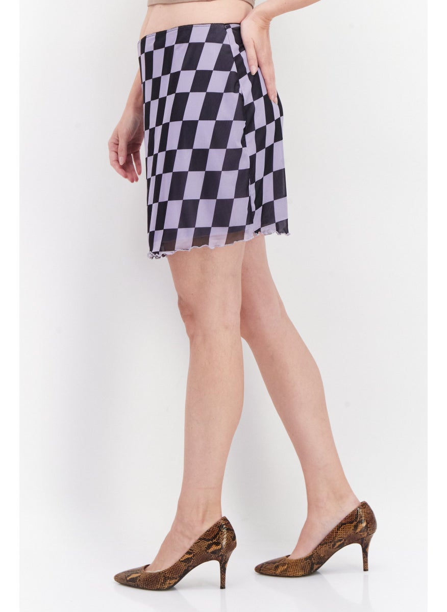 Don't Call Me Jennyfer - Women Checkered Mini Skirt, Lavender - Image 1
