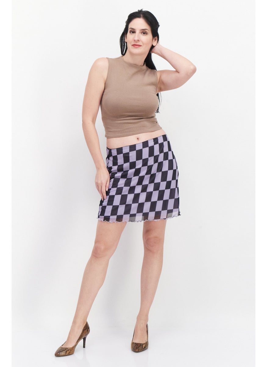 Don't Call Me Jennyfer - Women Checkered Mini Skirt, Lavender - Image 1