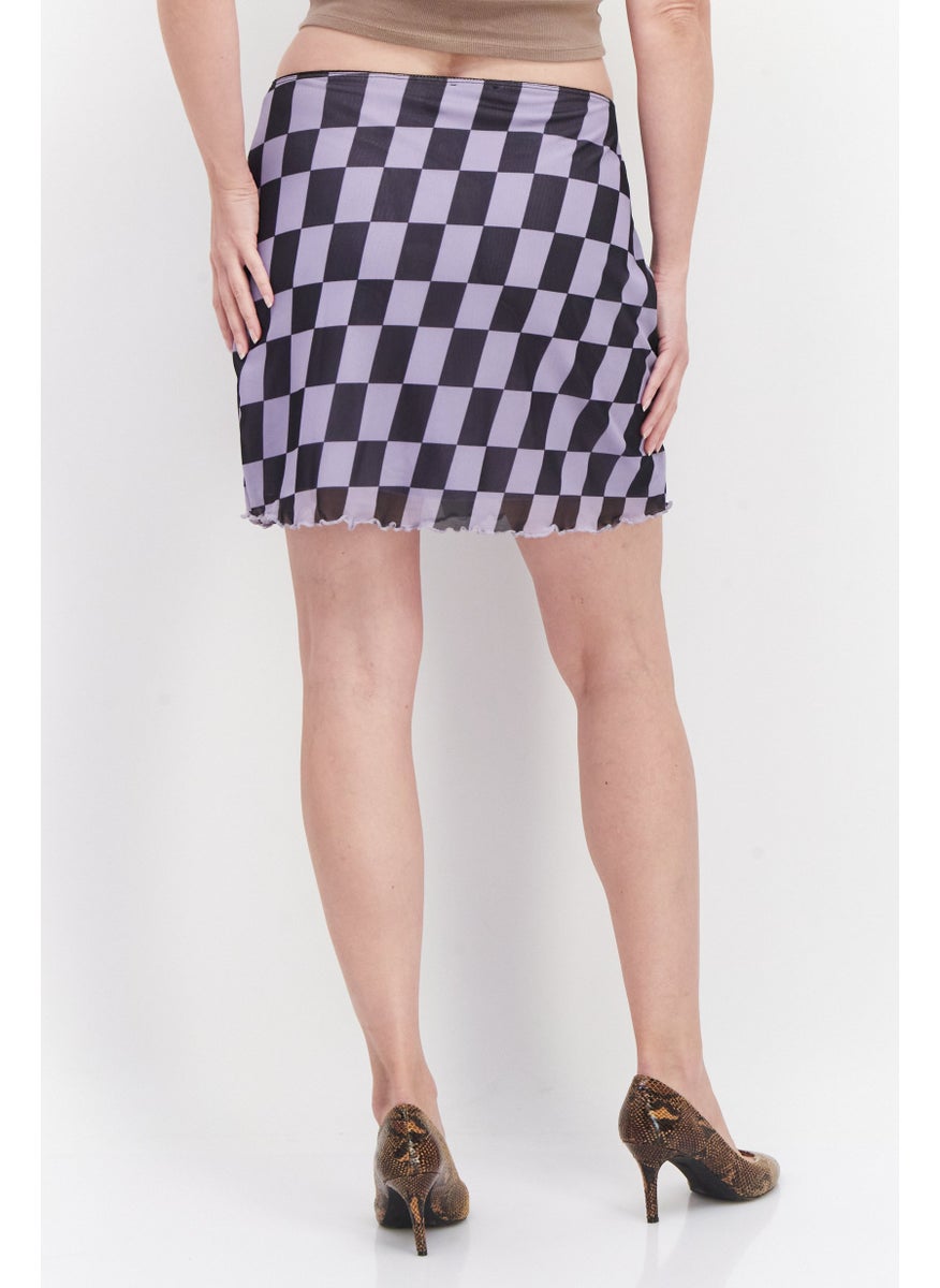 Don't Call Me Jennyfer - Women Checkered Mini Skirt, Lavender - Image 1