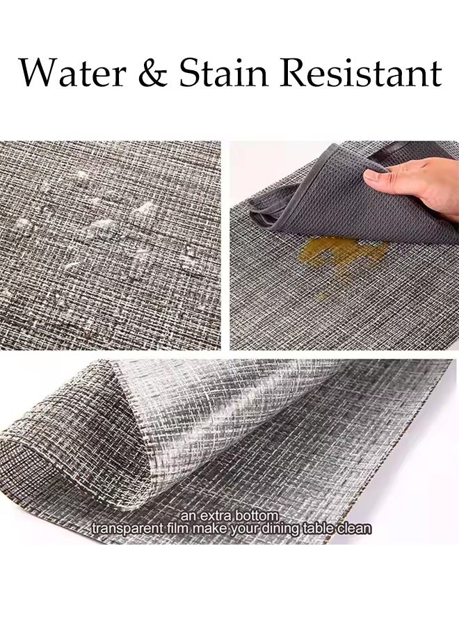 DUNISO 8-Piece Pvc Leather Placemat Set, Square Heat-Resistant And Non-Slip Table Mat, 30 x 45 Cm, Washable, Oil-Resistant, Suitable For Home, Restaurant, Cafe, Black And White.  - Image 5