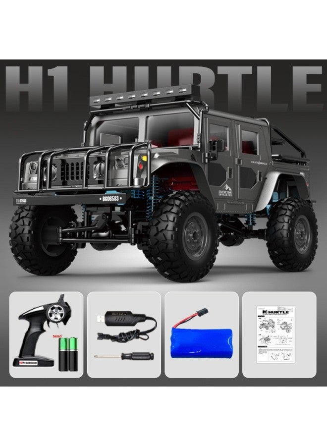 Loquat English Version Full-scale Four-wheel Drive Climbing Off-road Vehicle Alloy Simulation Hummer All-terrain High-speed Model RC Remote Control Vehicle-Colour:Extra Large Off-road Vehicle  Lighting + M - Image 1