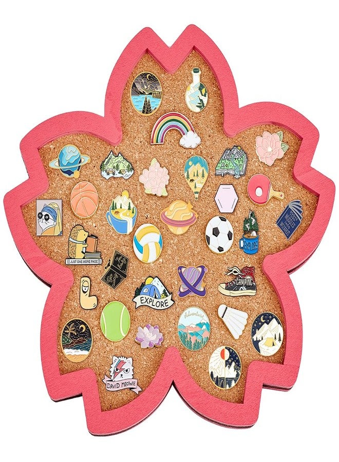 BENECREAT Sakura Pin Cork Board, 8.3x7.5Inch Wall Mounted Corkboard with Pink Frame Bulletin Display Board for Brooch Pin Storage Display, Office Home Decor - Image 1