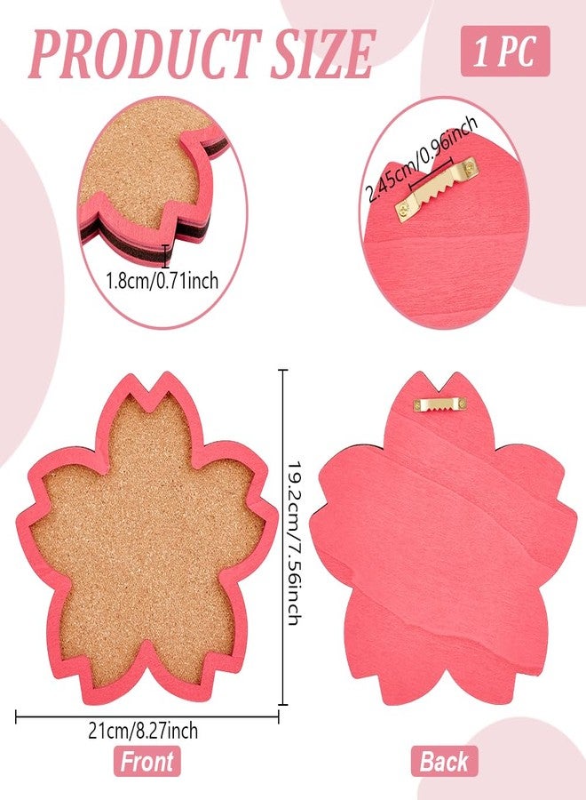 BENECREAT Sakura Pin Cork Board, 8.3x7.5Inch Wall Mounted Corkboard with Pink Frame Bulletin Display Board for Brooch Pin Storage Display, Office Home Decor - Image 2