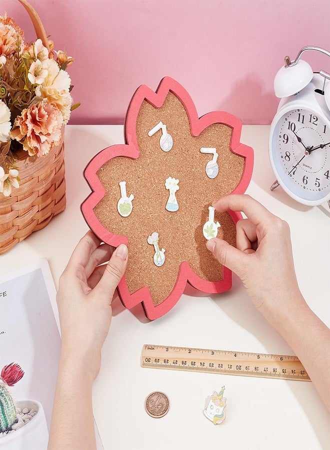 BENECREAT Sakura Pin Cork Board, 8.3x7.5Inch Wall Mounted Corkboard with Pink Frame Bulletin Display Board for Brooch Pin Storage Display, Office Home Decor - Image 3