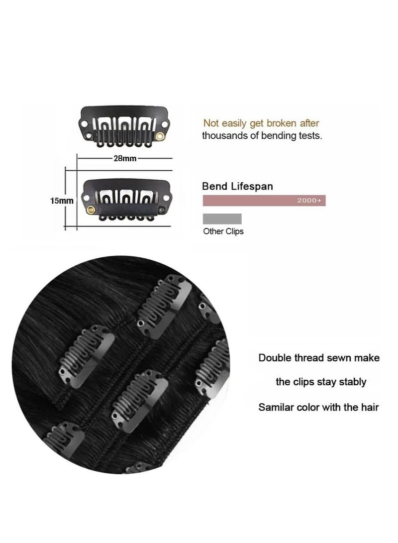 إستيل وصلات شعر بشري ريمي للسيدات مشبك شعر بشري طويل حريري مستقيم 100 جرام 4 قطع بني متوسط - Image 4