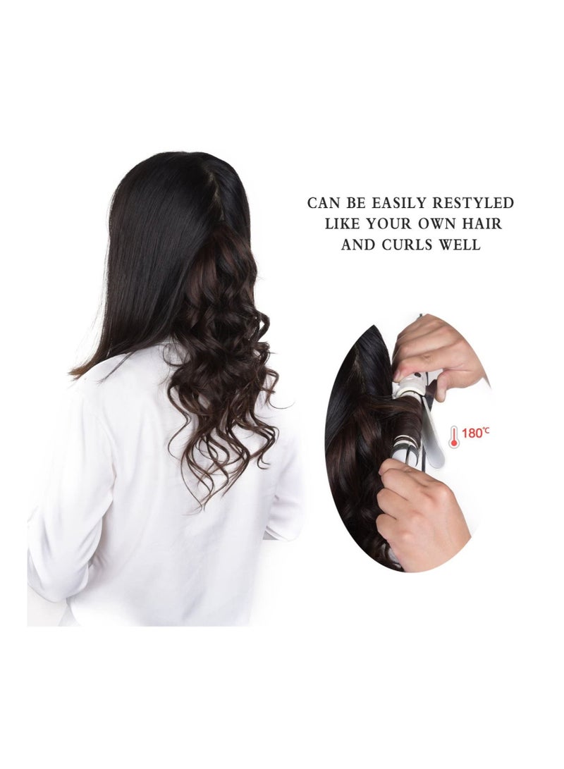 إستيل وصلات شعر بشري ريمي للسيدات مشبك شعر بشري طويل حريري مستقيم 100 جرام 4 قطع بني متوسط - Image 3