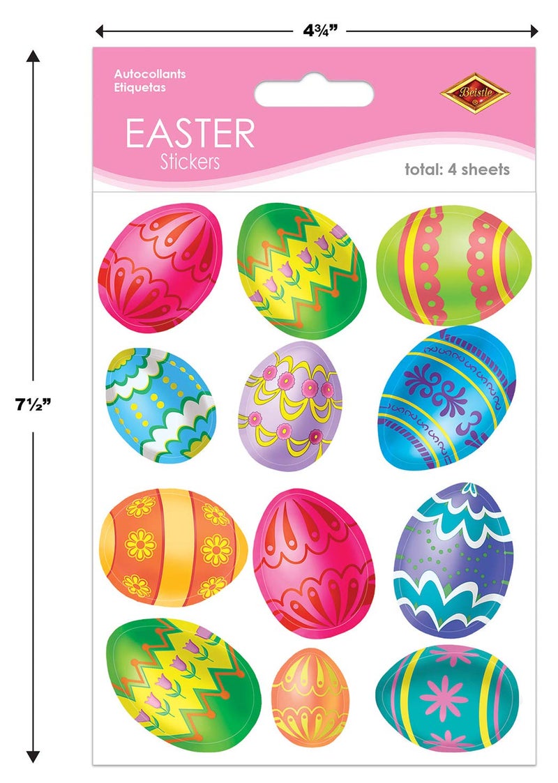 Beistle Color Bright Easter Egg Stickers - Image 4