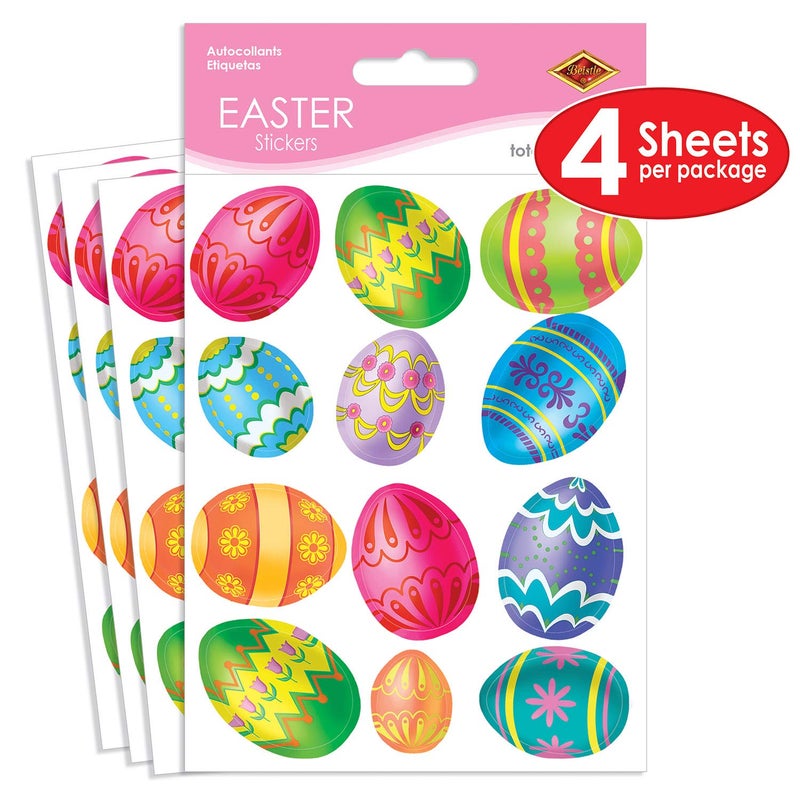 Beistle Color Bright Easter Egg Stickers - Image 2